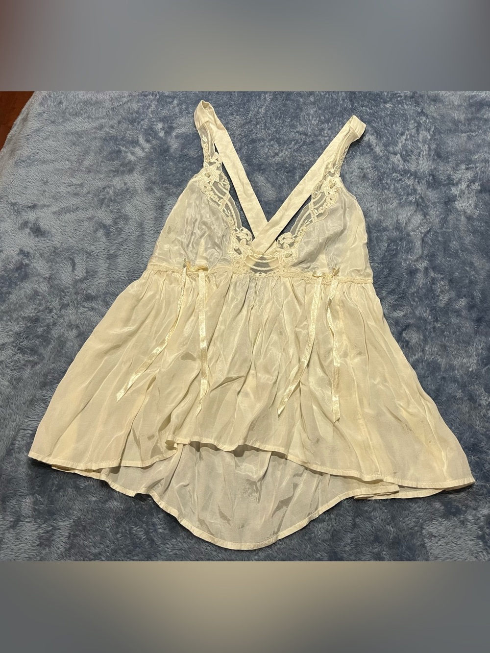 Free People Sheer Ivory Lace-Trim Babydoll Chemise - Women Intimates